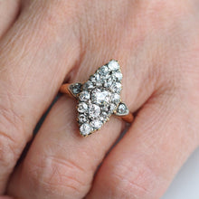 Load image into Gallery viewer, Antique Victorian Diamond Ring Navette Design Over 1ct Total - c.1890