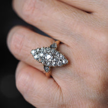 Load image into Gallery viewer, Antique Victorian Diamond Ring Navette Design Over 1ct Total - c.1890