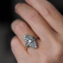 Load image into Gallery viewer, Antique Victorian Diamond Ring Navette Design Over 1ct Total - c.1890