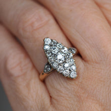 Load image into Gallery viewer, Antique Victorian Diamond Ring Navette Design Over 1ct Total - c.1890