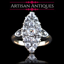 Load image into Gallery viewer, Antique Victorian Diamond Ring Navette Design Over 1ct Total - c.1890