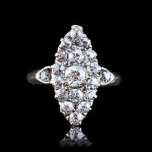 Load image into Gallery viewer, Antique Victorian Diamond Ring Navette Design Over 1ct Total - c.1890