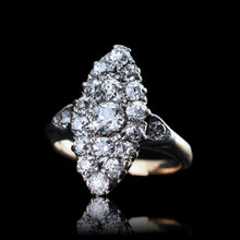 Load image into Gallery viewer, Antique Victorian Diamond Ring Navette Design Over 1ct Total - c.1890