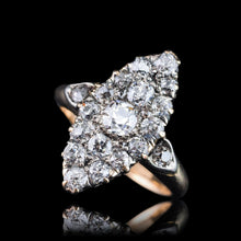 Load image into Gallery viewer, Antique Victorian Diamond Ring Navette Design Over 1ct Total - c.1890