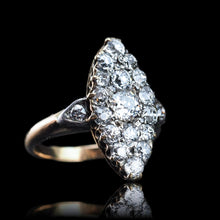 Load image into Gallery viewer, Antique Victorian Diamond Ring Navette Design Over 1ct Total - c.1890