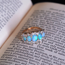 Load image into Gallery viewer, Antique Victorian Ring 5 Stone Opal & Diamond Cluster 18K Gold - c.1900