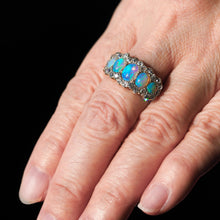 Load image into Gallery viewer, Antique Victorian Ring 5 Stone Opal & Diamond Cluster 18K Gold - c.1900