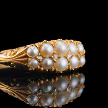 Load image into Gallery viewer, Antique Victorian 18ct Gold Pearl & Diamond Ring with Two Rows - c.1880