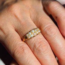 Load image into Gallery viewer, Antique Victorian 18ct Gold Pearl & Diamond Ring with Two Rows - c.1880