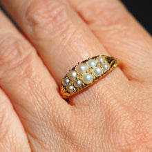 Load image into Gallery viewer, Antique Victorian 18ct Gold Pearl & Diamond Ring with Two Rows - c.1880