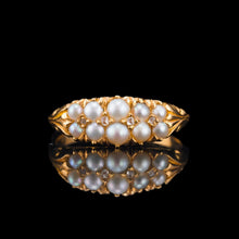 Load image into Gallery viewer, Antique Victorian 18ct Gold Pearl & Diamond Ring with Two Rows - c.1880