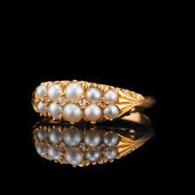 Load image into Gallery viewer, Antique Victorian 18ct Gold Pearl & Diamond Ring with Two Rows - c.1880