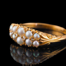 Load image into Gallery viewer, Antique Victorian 18ct Gold Pearl & Diamond Ring with Two Rows - c.1880