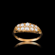 Load image into Gallery viewer, Antique Victorian 18ct Gold Pearl & Diamond Ring with Two Rows - c.1880