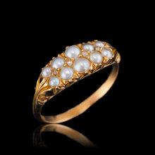 Load image into Gallery viewer, Antique Victorian 18ct Gold Pearl & Diamond Ring with Two Rows - c.1880