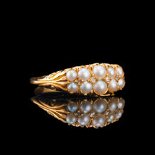 Load image into Gallery viewer, Antique Victorian 18ct Gold Pearl & Diamond Ring with Two Rows - c.1880