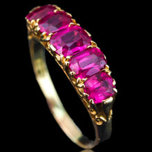 Load image into Gallery viewer, Antique Victorian Ruby Ring 5 Stone Design 18K Gold - c.1900