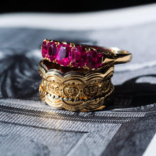 Load image into Gallery viewer, Antique Victorian Ruby Ring 5 Stone Design 18K Gold - c.1900
