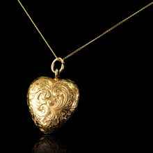Load image into Gallery viewer, Antique Victorian 18K Gold Puffy Heart Necklace Pendant Locket - c.1890