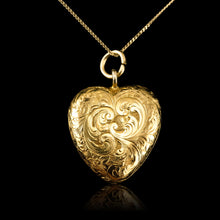 Load image into Gallery viewer, Antique Victorian 18K Gold Puffy Heart Necklace Pendant Locket - c.1890
