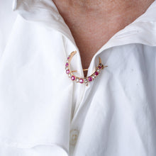 Load image into Gallery viewer, Antique Victorian Ruby & Diamond Crescent Brooch 18K Gold - c.1880