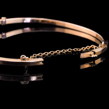 Load image into Gallery viewer, Antique Victorian/Edwardian Pink Garnet & Seed Pearl Bangle 9K Gold - c.1900
