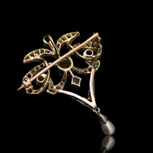 Load image into Gallery viewer, Antique Victorian Diamond Pearl Necklace Lavalier Pendant/Brooch - c.1900