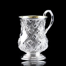 Load image into Gallery viewer, Antique Victorian Solid Silver Mug Abercorn/Pineapple Design - Martin Hall & Co 1868