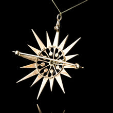 Load image into Gallery viewer, Antique Victorian Ruby & Pearl Star Pendant Necklace Brooch 14K Gold - c.1890
