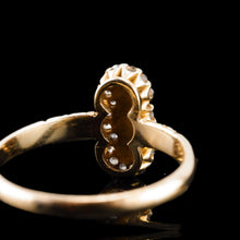 Load image into Gallery viewer, Antique Victorian Diamond and Pearl Triple Cluster Ring 18K Gold - c.1900