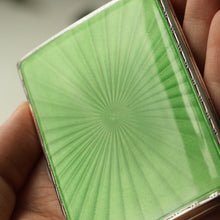 Load image into Gallery viewer, Sterling Silver Cigarette Case with Green Sunburst Enamel Guilloche - Walker & Hall 1937