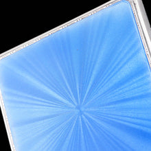 Load image into Gallery viewer, Sterling Silver Cigarette Case with Blue Sunburst Enamel Guilloche - A E Poston & Co Ltd 1937