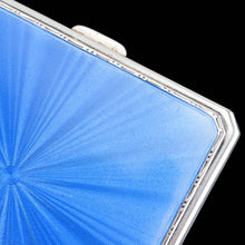Load image into Gallery viewer, Sterling Silver Cigarette Case with Blue Sunburst Enamel Guilloche - A E Poston & Co Ltd 1937
