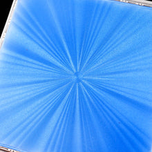 Load image into Gallery viewer, Sterling Silver Cigarette Case with Blue Sunburst Enamel Guilloche - A E Poston & Co Ltd 1937