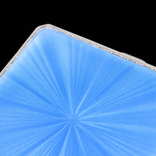 Load image into Gallery viewer, Sterling Silver Cigarette Case with Blue Sunburst Enamel Guilloche - A E Poston & Co Ltd 1937