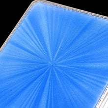 Load image into Gallery viewer, Sterling Silver Cigarette Case with Blue Sunburst Enamel Guilloche - A E Poston & Co Ltd 1937