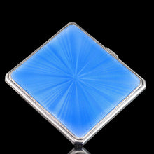 Load image into Gallery viewer, Sterling Silver Cigarette Case with Blue Sunburst Enamel Guilloche - A E Poston & Co Ltd 1937