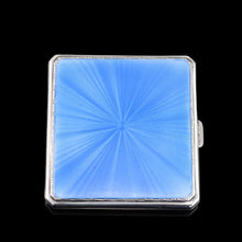 Load image into Gallery viewer, Sterling Silver Cigarette Case with Blue Sunburst Enamel Guilloche - A E Poston & Co Ltd 1937