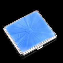 Load image into Gallery viewer, Sterling Silver Cigarette Case with Blue Sunburst Enamel Guilloche - A E Poston & Co Ltd 1937
