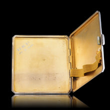 Load image into Gallery viewer, Sterling Silver Cigarette Case with Blue Sunburst Enamel Guilloche - A E Poston & Co Ltd 1937