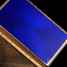 Load image into Gallery viewer, Antique Sterling Silver Cigarette Case with Silver Gilt Blue Guilloche Enamel