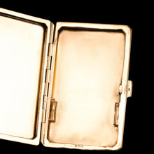 Load image into Gallery viewer, Antique Sterling Silver Cigarette Case with Silver Gilt Blue Guilloche Enamel