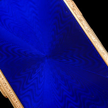 Load image into Gallery viewer, Antique Sterling Silver Cigarette Case with Silver Gilt Blue Guilloche Enamel