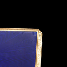 Load image into Gallery viewer, Antique Sterling Silver Cigarette Case with Silver Gilt Blue Guilloche Enamel