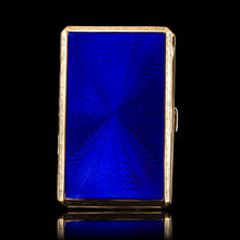 Load image into Gallery viewer, Antique Sterling Silver Cigarette Case with Silver Gilt Blue Guilloche Enamel