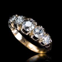 Load image into Gallery viewer, Antique Victorian Diamond 5 Stone Ring 18K Gold c.1890