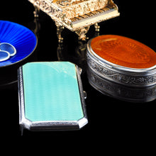 Load image into Gallery viewer, Antique Sterling Silver Box with Orange Guilloche Enamel - David Andersen c.1900