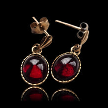 Load image into Gallery viewer, Vintage Garnet Cabochon Earrings 9K Gold