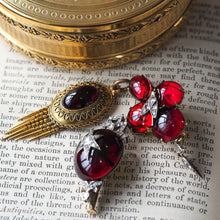 Load image into Gallery viewer, Antique Victorian Garnet Cabochon & Diamond Brooch/Pendant 14K Gold - c.1880