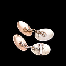 Load image into Gallery viewer, Antique Gold Cufflinks with Blue Guilloche Enamel 9ct Gold & Sterling Silver - Victorian c.1863